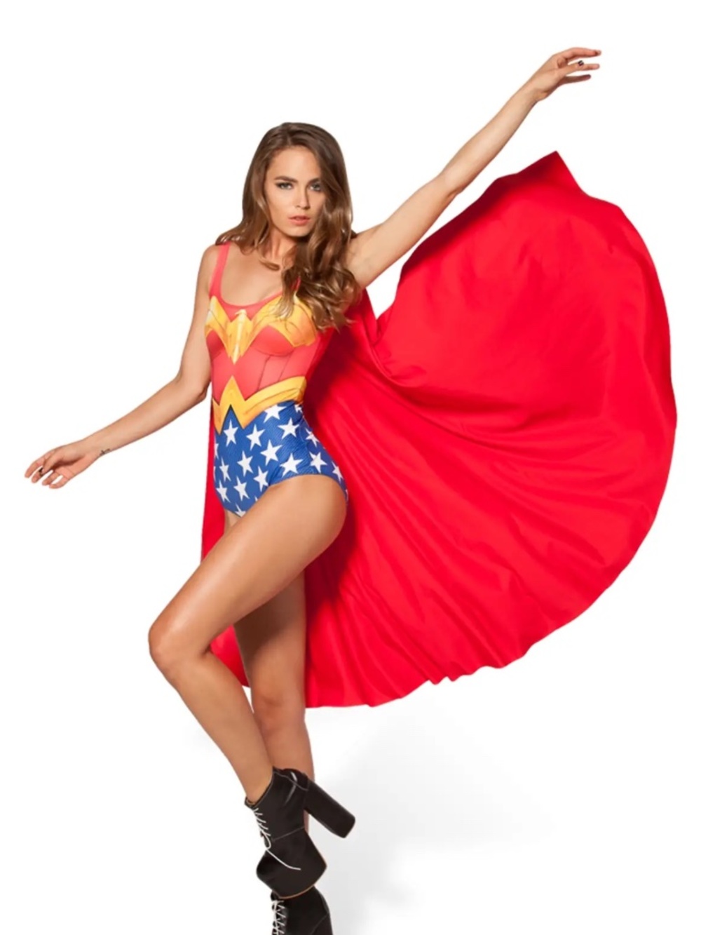 BlackMilk Clothing Wonder Woman Swimsuit and Cape in Medium